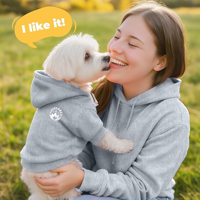 PETCARE Dog Hoodie Sweaters for Small Medium Dogs Cats Cute Soft Warm Fleece Puppy Sweaters Dog Clothes Hoodies Sweatshirt Reflective Fall Winter Chihuahua Yorkie French Bulldog Outfits, Grey