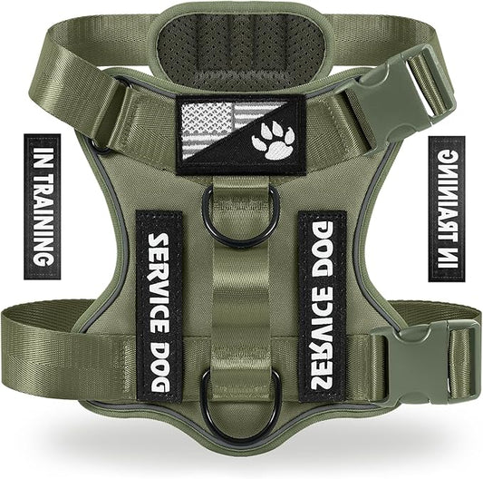 Demigreat Service Dog Harness, Reflective Dog Vest Harness with 5 PCS Patches, Adjustable Soft Oxford Pet Harness, Inner Layer Mesh, Easy to Control for Small Medium Large Dogs