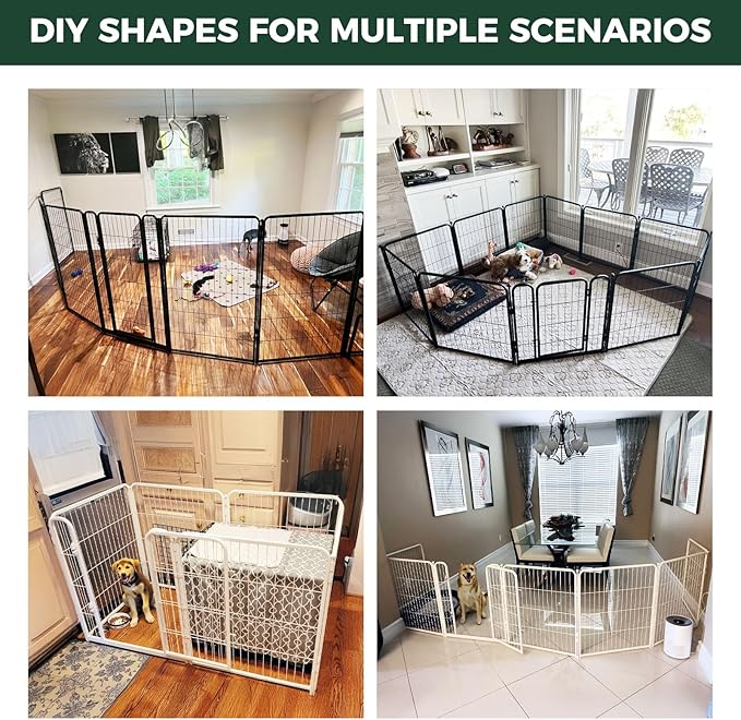 FXW Homeplus Unleashed Indoor Dog Playpen - Stress-Free and Safe Play, Heavy Duty 24 Inch 8 Panels Dog Pen for Puppy and Small Dogs, White│Patented