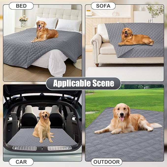 Smiry Waterproof Dog Blanket, Reversible Dog Bed Cover Pet Blanket, Soft Pet Couch Covers for Sofa Washable, Bed Couch Sofa Furniture Protector for Puppy Cat Kids (40"x90", Grey/Grey)