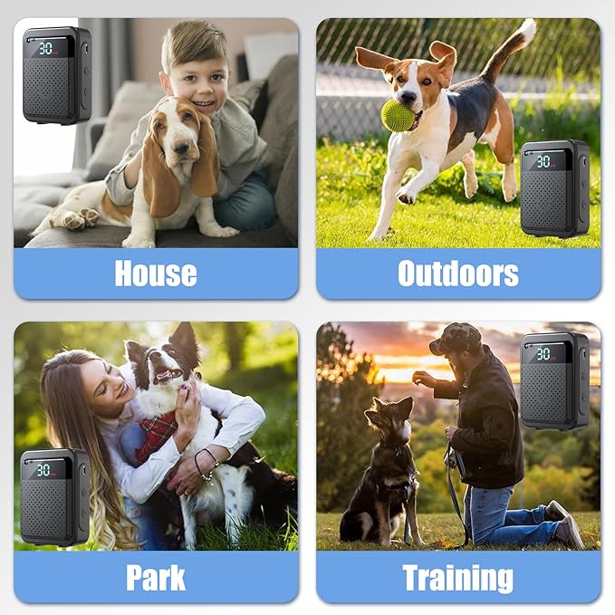 Anti Barking Device for Dogs – 3 Adjustable Frequency (10-30kHz), 30 Ft Range, Rechargeable, Auto Bark Detection, Safe & Effective for Small to Large Dogs,Black