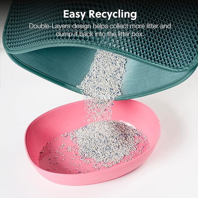 WePet Cat Litter Mat, Kitty Litter Trapping Mat, Honeycomb Double Layer Mats, No Phthalate, Urine Waterproof, Easy Clean, Scatter Control, Catcher Litter Tray Box Rug Carpet 45x33 Inch