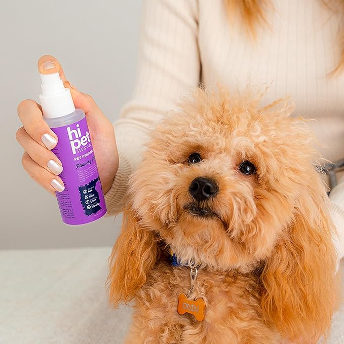 Hi Pet Flowery Base Pet Perfume, Cat & Dog Perfume Spray Long Lasting, Cat and Dog Cologne to Soften, Shine, Refresh the Coat, 4.06 Fl Oz (Pack of 6)