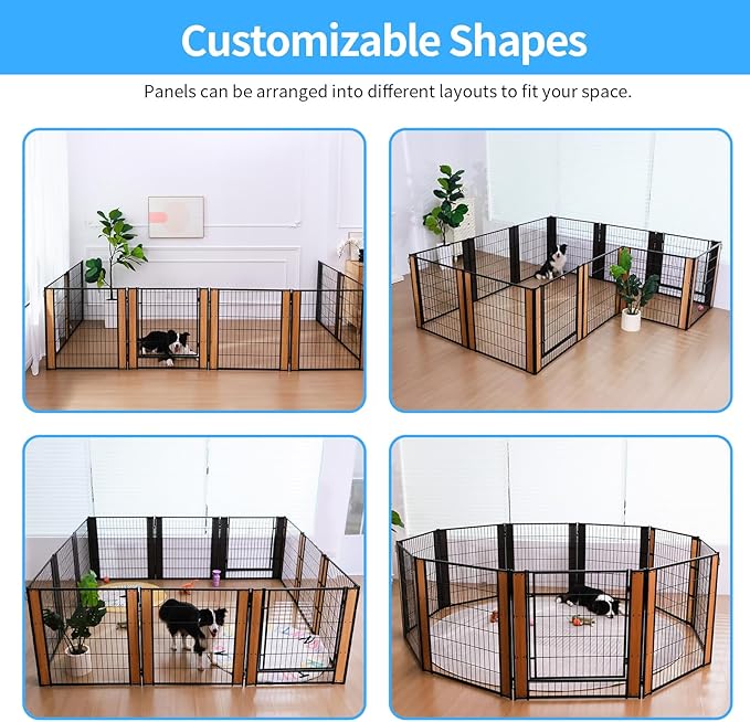 Heavy Duty Dog Playpen 32 Inch Height - Indoor Outdoor Pet Fence Enclosure for Medium and Small Dogs - Foldable Puppy Exercise Pen for Indoor and RV Camping or Yard (Door Panel, 32" H (Black))