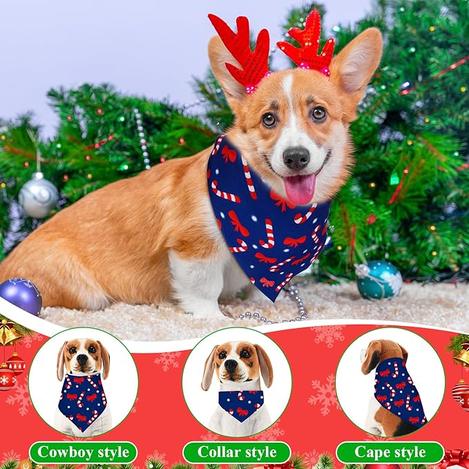 72 Pcs Dog Bandanas Bulk Triangle Scarf Cat Bibs Puppy Scarf Pet Bandanas for Puppy Cat Birthday Party Costume(Christmas)