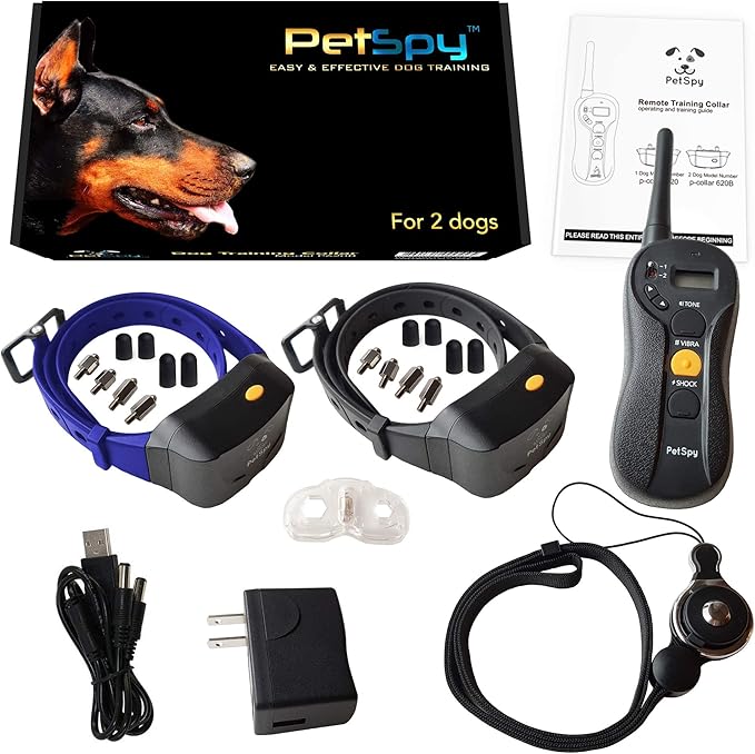 PetSpy Shock Collar for Dogs-Waterproof Dog Shock Collar with Remote Control,Vibration,Electric Shock,Beep-Rechargeable E Collar for Dogs Training, Dog Training Collar with Remote for Dogs 10-140 LBS