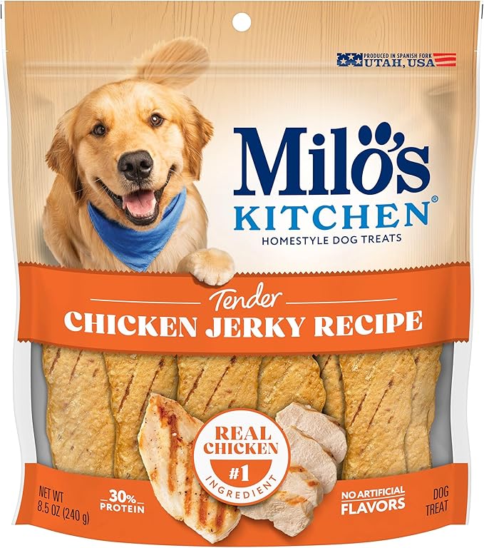 Milo's Kitchen Homestyle Dog Treats, Chicken Jerky, 8.5 Ounce, High Protein, No Artificial Flavors