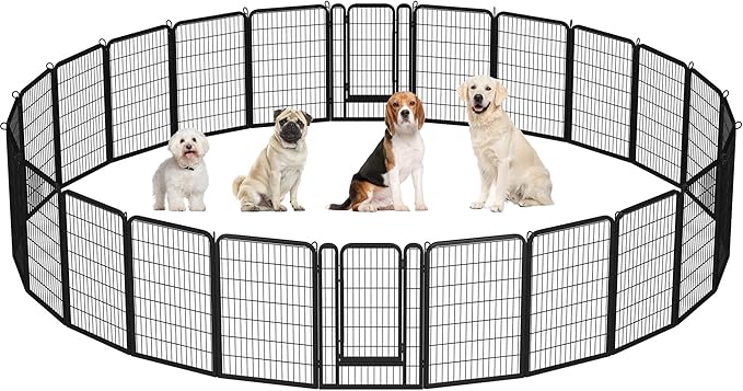 Yaheetech Dog Playpen Outdoor, 40 inch 24 Panels Dog Pen Indoor Heavy Duty Puppy Exercise Pen Metal Pet Fence for RV Camping/Yard/Garden