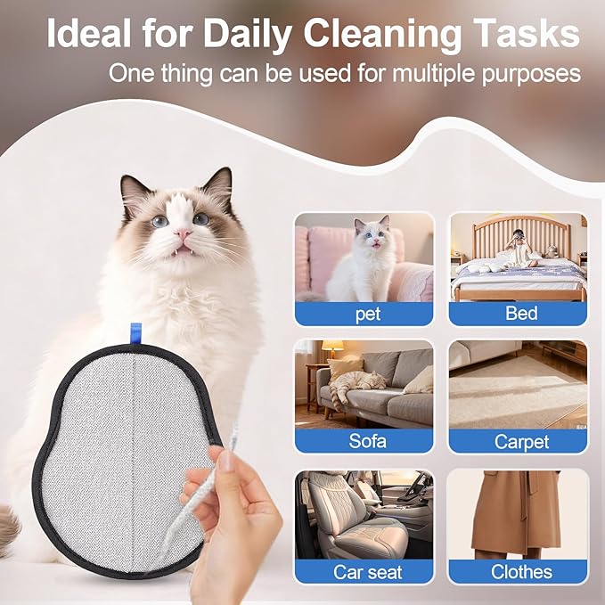 Pet Hair Removal Glove - Magic Brush Electrostatic Mitt for Dogs & Cats, Reusable Grooming Gloves - Dog Hair Remover Tool with 5-Finger Design for Couch, Carpet, Furniture, Laundry & Clothing(Blue)