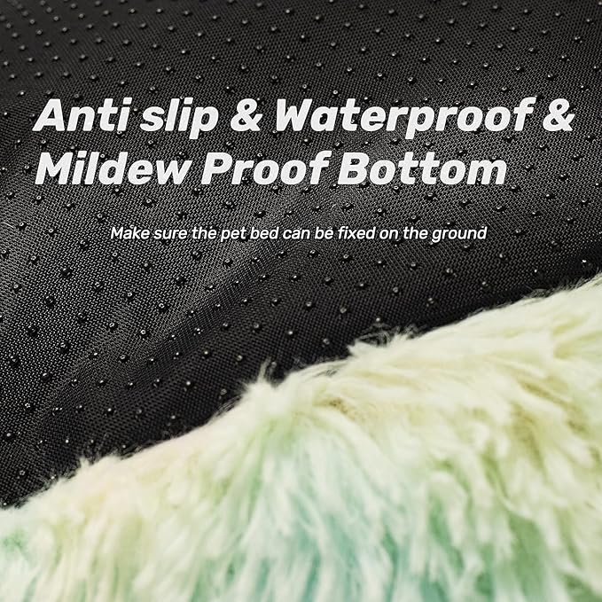 Anti Anxiety Round Fluffy Plush Faux Fur Warm Washable Dog Bed & Cat Bed, Original Bed for Small Medium Large Pets,Used to Relieve Joints and Improve Sleep（20"/24"/27''） (20", Light Green)