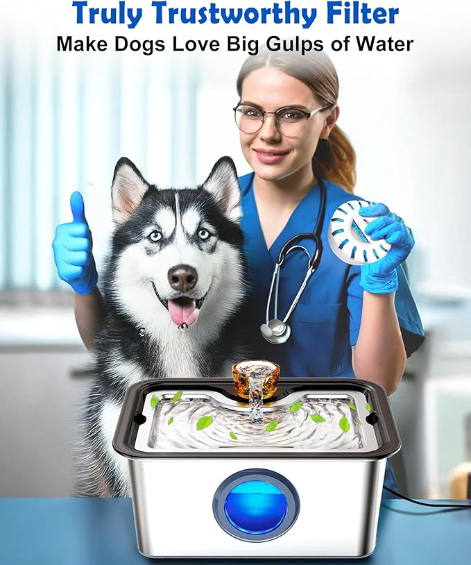 Upgrade Filter Element Pack for FurryPlanet Large Dog Water Fountain Stainless Steel,12L Ultra-Purification Pet Fountain Dog Cat Drinking Dispenser 6in1,Deep Purification Filter,4 Pcs 1 Pack