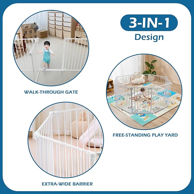 BalanceFrom Easy Walk-Thru Safety Gate for Doorways and Stairways with Auto-Close/Hold-Open Features, 36-Inch Tall, 205-Inch Wide, White