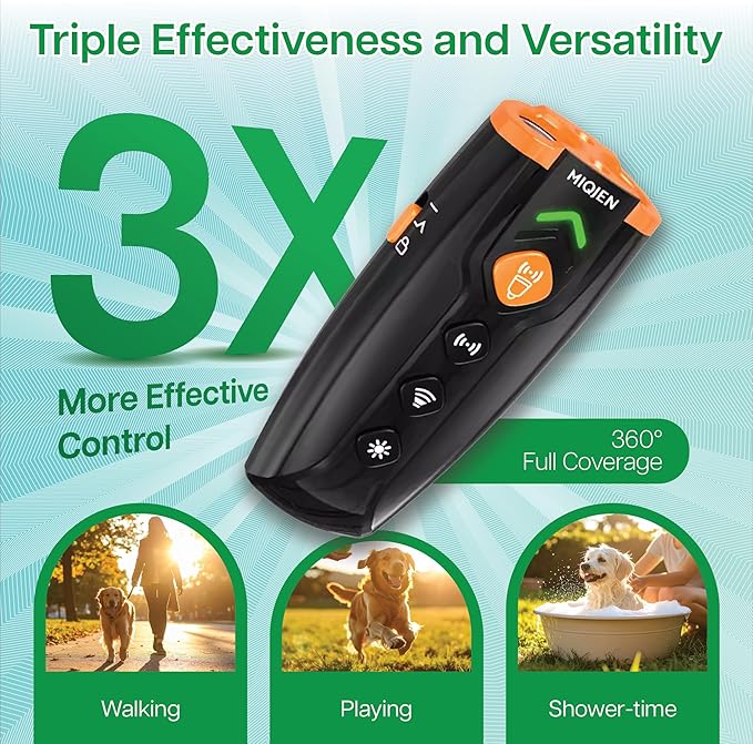 Dog Bark Deterrent Devices, Ultrasonic Anti Barking Device for Dogs, Stopping Own or Neighbor's Dog Barking, Rechargeable & Portable Dog Training Device, Safe & Effective for Indoor & Outdoor Use