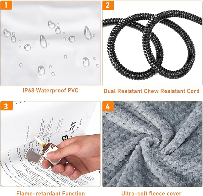 INVENHO Heated Cat Bed, Waterproof Adjustable Temperature Dog Cat Heating Pad with Timer, Indoor Pet Heating Pad for Cats Dogs Electric Pads for Dogs Cats, Pet Heated Pad (S: 18" x 16")