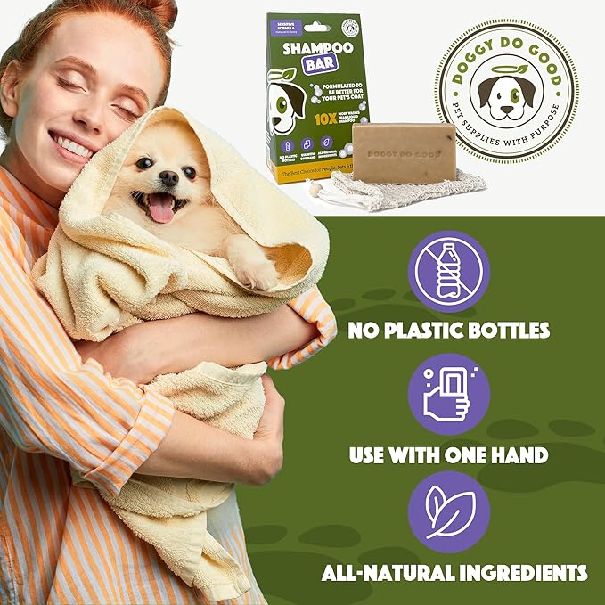 Doggy Do Good Sensitive Shampoo Bar Itchy Skin Relief, Oatmeal & Honey Dog Soap for Allergies and Itching, All Natural Dog Shampoo, Hypoallergenic, Equals 30 oz Shampoo