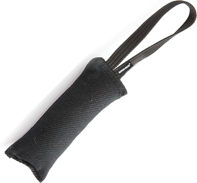 Dingo Gear French Linen tug Toy for Dog, Dog Bumper for Training, Agility, tug of war, Dog bite Pillow for Strong Dog, 1handle 11" Black S00073