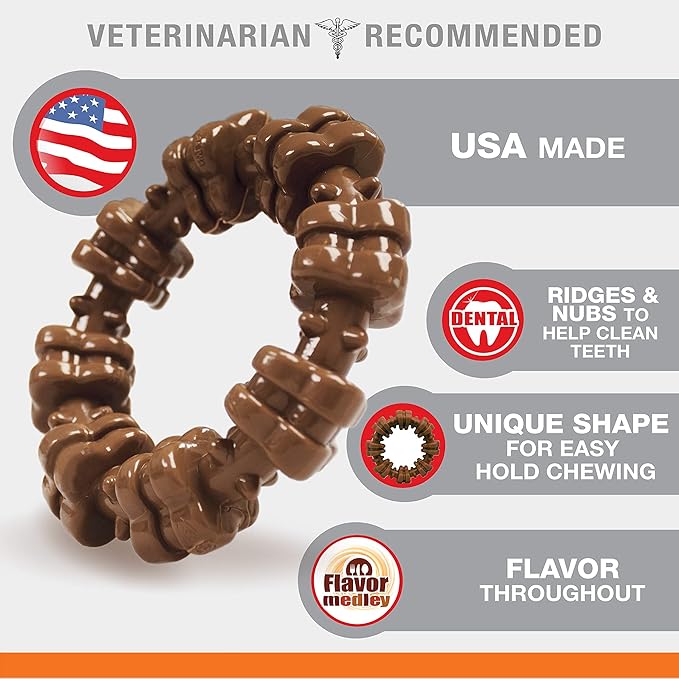 Nylabone Textured Ring Power Chew Toy for Large Dogs, Tough Dog Toys Durable Design, Dog Toys for Extreme Chewers, Flavor Medley, X-Large - 50+ lbs (1 Count)