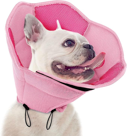 SUNFURA Dog Cone - Soft Cone for Dogs to Stop Licking, Pet E-Collar Alternative After Surgery, Adjustable Pet Recovery Collar for Wound Healing, Pink Medium
