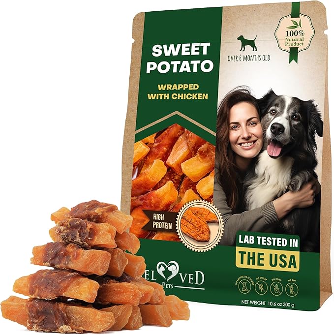 Dog Treats Sweet Potato Wrapped with Chicken 11 oz & Pet Natural Chew - Grain Free Dried Snacks in Bulk - Best Twists for Training Small & Large Dogs - Made for USA