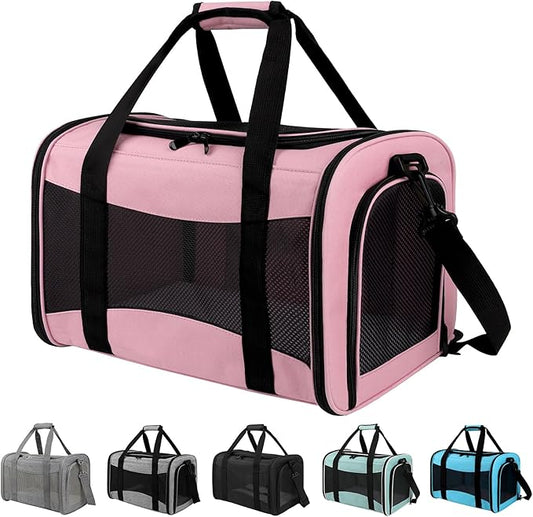 Cat Carriers Soft-Sided,Pet Carrier for Small Cats Dogs Puppies up to 1-15 LBS,TSA Airline Approved, (Medium,Pink)