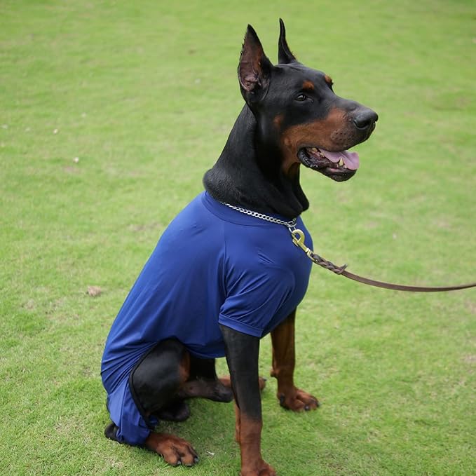 LoveLongLong Dog Jumpsuit with UV Protection and Quick-Dry Fabric for Spring Summer Pet Pajamas Navy Blue XS