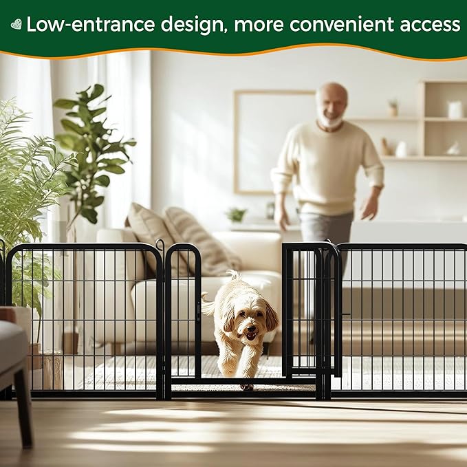 Yaheetech Dog Playpen Outdoor, 24 inch 16 Panels Dog Pen Indoor Heavy Duty Puppy Exercise Pen Metal Pet Fence for RV Camping/Yard/Garden