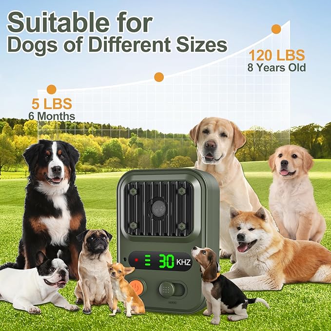 Anti Barking Devices, Auto Bark Deterrent Devices with 3 Modes, Rechargeable Dog Sonic Barking Deterrent, Barking Box Barking Control Devices, Dog Barking Silencer for Indoor and Outdoor Use（Green）9