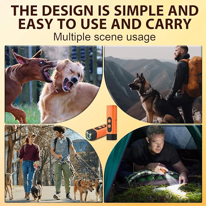 Dog Bark Deterrent Device, Anti Barking Devices for Dogs, Indoor Outdoor Use Rechargeable, Dog Bark Deterrent Device with LED Flashlight, Suitable for Training to Improve Bad Behavior