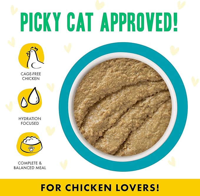 Weruva B.F.F. Play - Best Feline Friend Paté Lovers, Aw Yeah!, Chicken & Turkey Topsy Turvy with Chicken & Turkey, 2.8oz Can (Pack of 12)