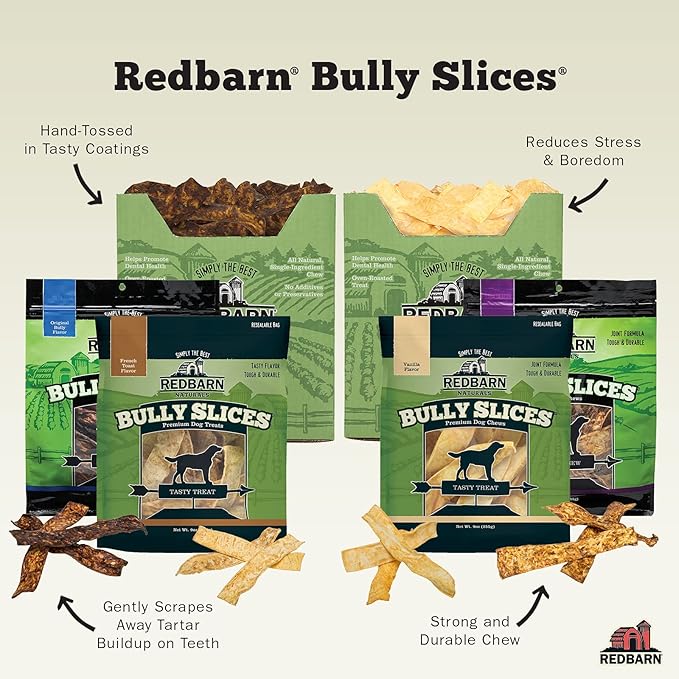 Redbarn Pet Products Bully Slices for Dogs French Toast Natural Dental Treats 12 Bags