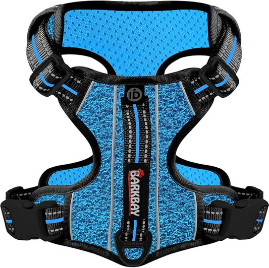 BARKBAY Dog Harness No Pull with ID Tag Pocket - Heavy Duty, Reflective, Easy Control for Small Dogs(Blue/Black,S)