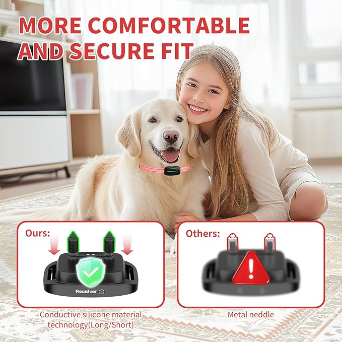 Dog Training Shock Collar 4000FT Dog Bark Collar with Remote IP67 Waterproof 4 Training Modes Beep Vibration Shock Light Mode Magnetic Charger Electric Dogs Collar 8-25 inches Double Shock Rose Bloom