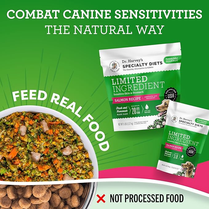Dr. Harvey's Specialty Diet Limited Ingredient - Human Grade Dog Food for Dogs with Sensitivities - Salmon Recipe (5 Pounds)