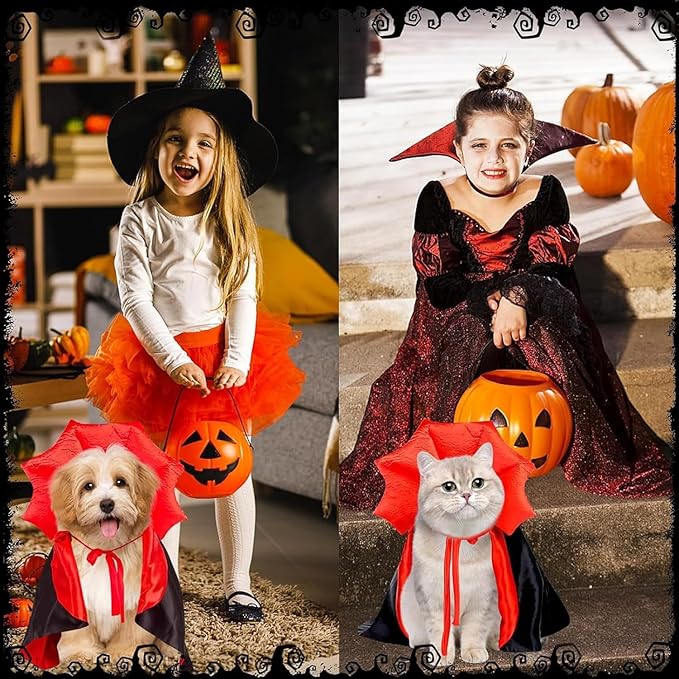Cat Halloween Costumes - Vampire Bat Wings Cape for Pets, Bat Cat Avenger Mask, Small Dog Halloween Costumes for Trick-or-Treating, Cosplay, Parties & Photos