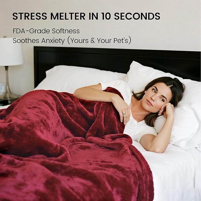 gogobunny Waterproof Bed Blanket, Reversible Sherpa Fleece Throw Blanket for Dog Puppy Cat, Furniture Cover Protects Bed Couch Sofa from Liquid Pee and Pet Fur (Romantic Red, 50x60 inches)