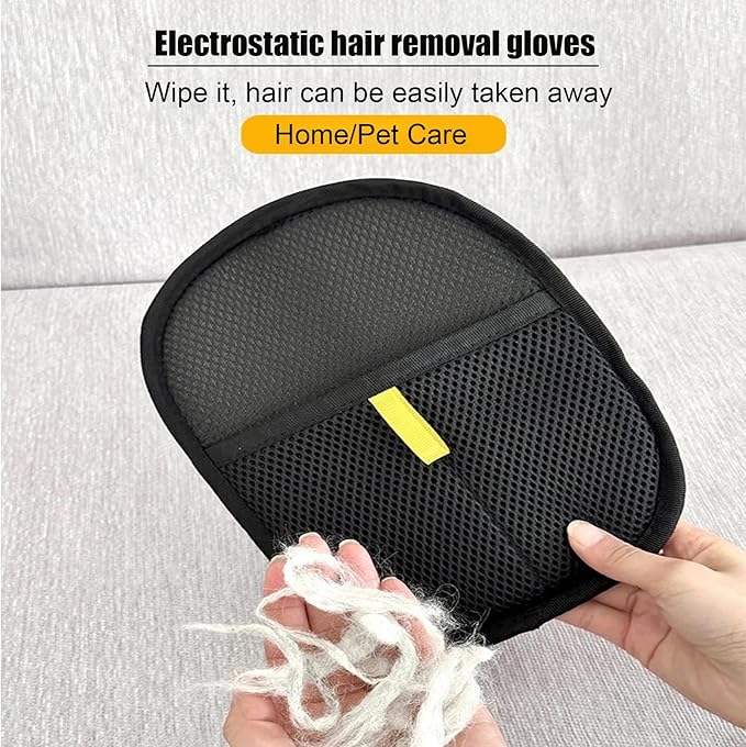 2 Pcs Pet Hair Remover Electrostatic Gloves，Pet Hair Removal Glove,Electrostatic Pet Hair Remover Gloves for Furniture, Carpet, and Car Seats - Reusable Pet Grooming Tool (2)