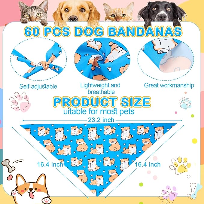 108 Pcs Dog Bandanas Bulks Bone Paw Adjustable Bow Ties for Dogs Washable Bowknot Reversible Triangle Scarf Kerchief for Large Small Medium Pet Cat Holiday Grooming Outfit