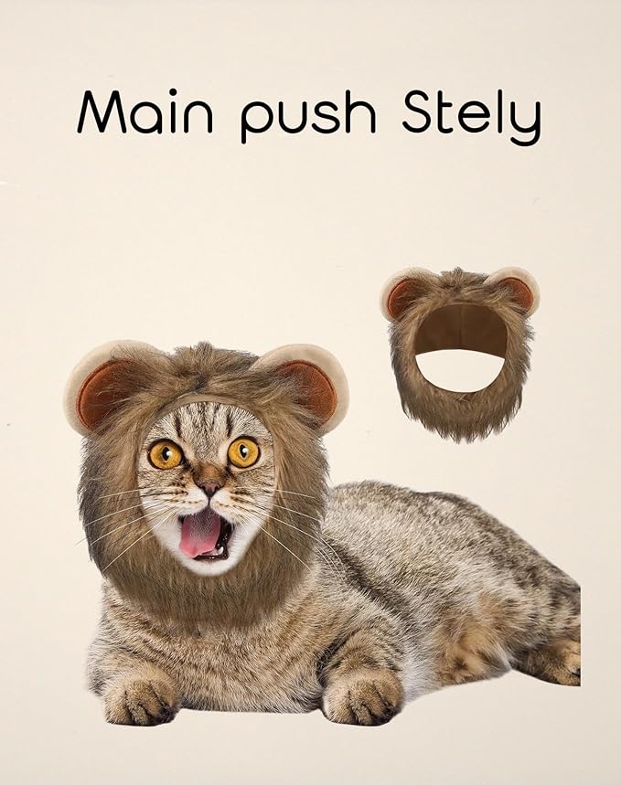 5 Pcs Cat Costume Hats - Banana Frog Lion Bunny Brown Bear Headwear for Cats, Kitten Puppy Party Easter Costume Accessory Headwear(Adjustable Breathable Design)