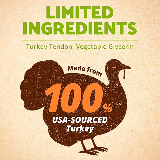 Afreschi Turkey Tendon Variety Large Pack 10 oz, USA-Sourced Turkey Tendon, All Natural Puppy Chew, Hypoallergenic, Rawhide Alternative