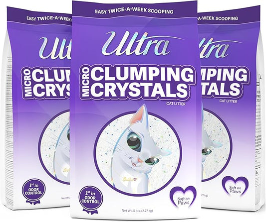 Ultra Clumping Micro Crystals Premium Cat Litter - Dust Free, Soft on Paws, Fragrance Free - 15 Lbs. Total (3pk of 5 Lbs.)