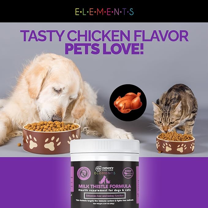 Milk Thistle for Dogs & Cats. Liver Supplement with Real Chicken. Extra Strength Liver and Kidney Detox. Dogs and Cats Love The Taste. Hepatic Support. Extra Large 85 gram jar!