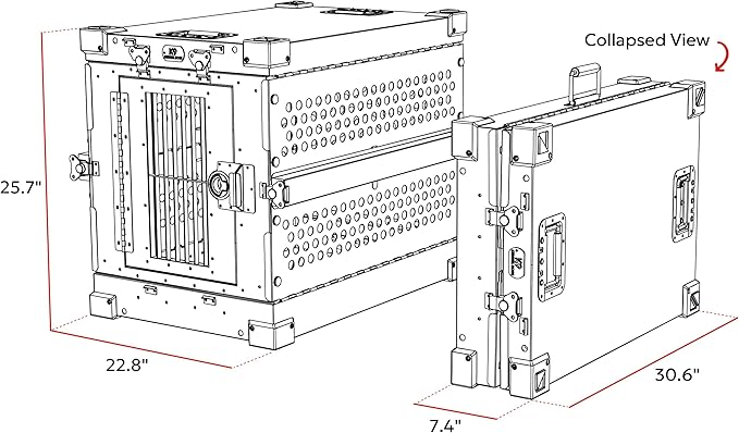 Heavy Duty Fully Collapsible Powder-Coated Aluminum Dog Crate - Small (Gray)