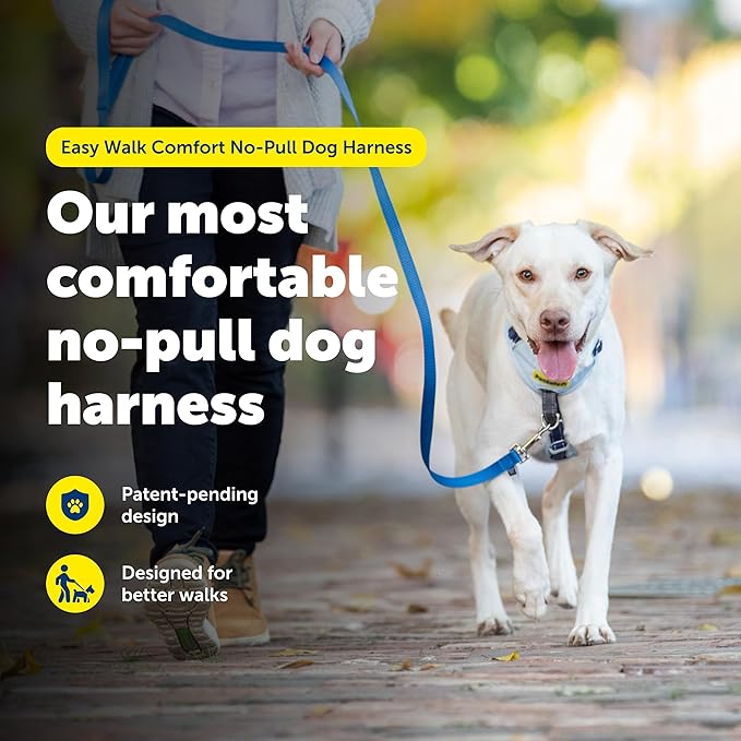 PetSafe Easy Walk Comfort No-Pull Dog Harness - Better Walk Training Harness - Full Body Padded Design - Durable Fabric - 5 Point Adjustable Fit - Everyday Leash Training - Blue - Large