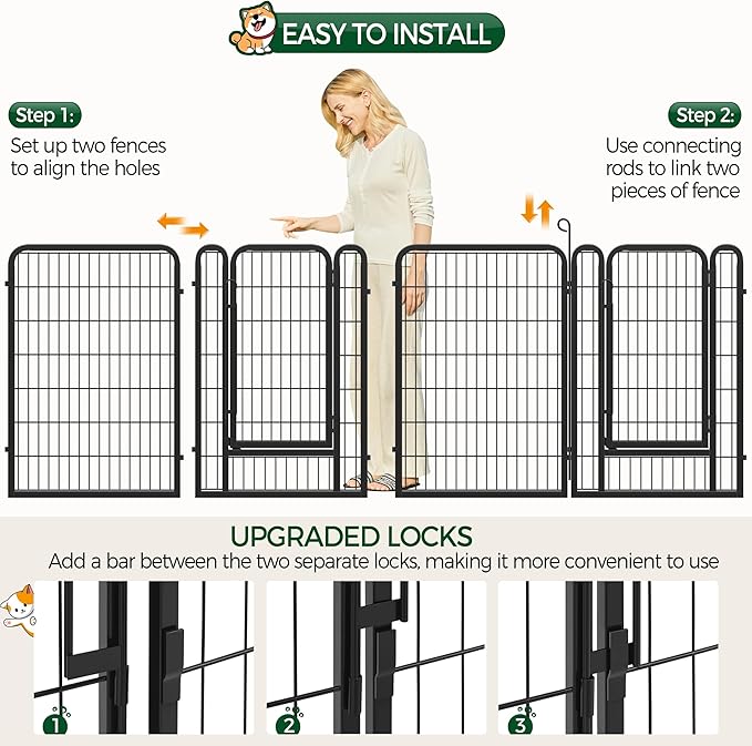 Yaheetech Dog Playpen Outdoor, 40 inch 32 Panels Dog Pen Indoor Heavy Duty Puppy Exercise Pen Metal Pet Fence for RV Camping/Yard/Garden