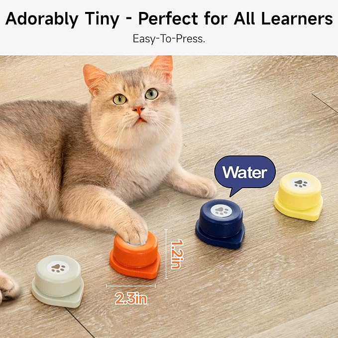MEWOOFUN Basic Dog Buttons Talk, 35S Voice Recordable Dog Training Talking Buttons for Communication with Batteries Included & Non-Slip Bottom, Easy-to-Press for Pets Study Office Home (4 Pack)