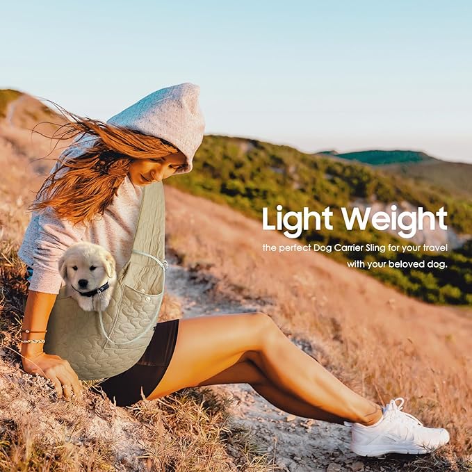 Dog Sling for Small Dogs, Front Dog Sling Carrier, Padded Adjustable Pet Soft Carrier with Adjustable Shoulder Strap, Travel Safety Harness Machine Washable for Small Cats Puppy Outdoor