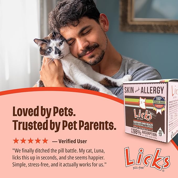 Licks - Cat Allergy - Cat Skin and Allergy - LiquiPaks - 30 Use