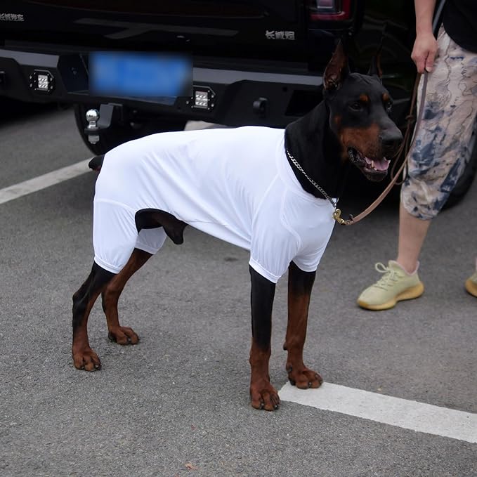 LoveLongLong Dog Jumpsuit with UV Protection and Quick-Dry Fabric for Spring Summer Pet Pajamas White XS