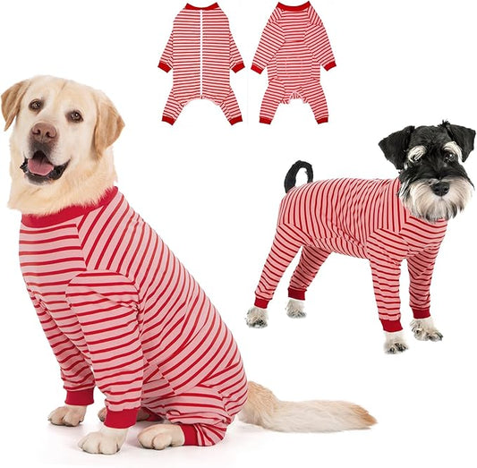 Yeapeeto Dog Onesie Surgery Recovery Suit for Large Medium Bodysuit Dogs Pajamas PJS Full Body for Shedding, Prevent Licking, Wound Protection, Cone Alternative… (Red Pink, X-Large)