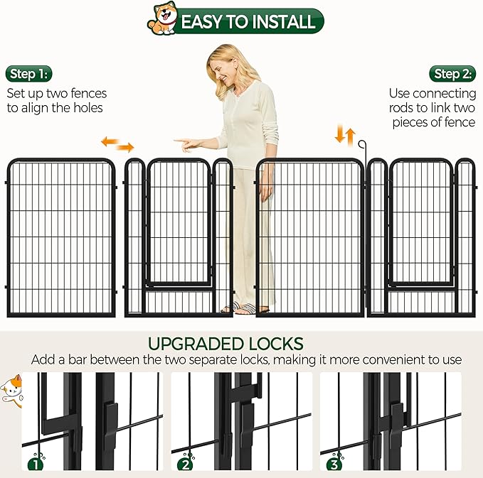 Yaheetech Dog Playpen Outdoor, 40 inch 12 Panels Dog Pen Indoor Heavy Duty Puppy Exercise Pen Metal Pet Fence for RV Camping/Yard/Garden